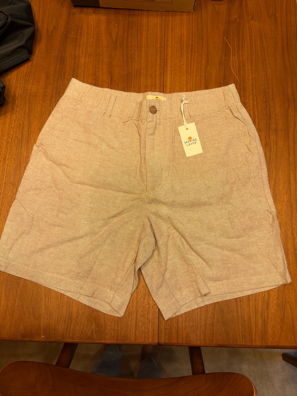 Marine Layer men’s Linen-Blend Shorts in Light Beige